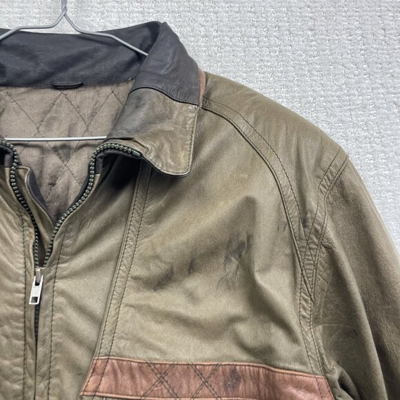 CORDOVAN Montreal Leather Bomber Jacket Military Style Olive Green Men Sz 42 VTG - Picture 5 of 16